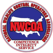 NWCOA logo featuring the text "National Wildlife Control Operators Association" and the words "Competence Integrity Service," relevant to pest control and wildlife management services.