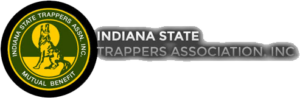 Logo of the Indiana State Trappers Association, featuring a yellow circle with a dog silhouette and text emphasizing mutual benefit and association focus on trapping services.